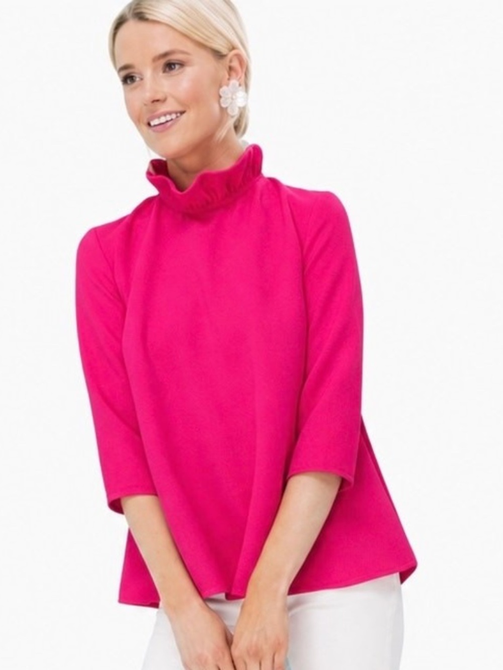 Pomander Place Hot Pink Faye Bow Blouse - Size M